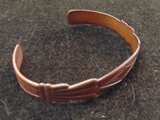 Fred Harvey Era Vtg Solid Copper Navajo Design Stamped Cuff Bracelet Red Patina - Additional view 3