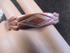 Fred Harvey Era Vtg Solid Copper Navajo Design Stamped Cuff Bracelet Red Patina