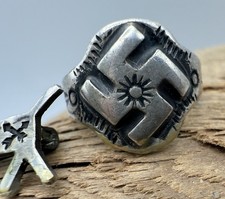 Fred Harvey Era Whirling Logs Silver Ring & Horse Pin Manitou Colo c1930s 2 pc - Additional view 2