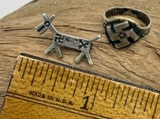 Fred Harvey Era Whirling Logs Silver Ring & Horse Pin Manitou Colo c1930s 2 pc - Additional view 9