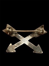 Vtg MCM Fred Harvey Era Small Navajo Turquoise Sterling Silver Crossed Arrow Pin - Additional view 1