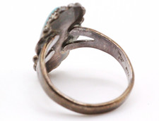 Vintage Sterling Silver Fred Harvey Era Navajo Turquoise Elongated Ring Sz.6 - Additional view 5