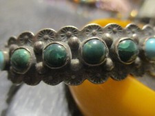 Fred Harvey Era Vintage Navajo Sterling Silver Stamped Turquoise Cuff Bracelet! - Additional view 3