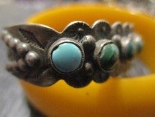 Fred Harvey Era Vintage Navajo Sterling Silver Stamped Turquoise Cuff Bracelet! - Additional view 4