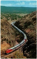 LAMY, NM - Apache Canyon, Santa Fe Train AT&SF Fred Harvey New Mexico Postcard