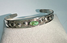 Vintage Fred Harvey Era Navajo Turquoise~ Acid Tested Sterling Cuff Bracelet!