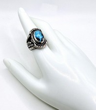 VTG Sterling Silver Fred Harvey Era S. Lee Native American Turquoise Ring Sz 7.5 - Additional view 1