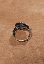 Vintage Native American Fred Harvey Era Sterling Turquoise Ring Size 5 1/4 - Additional view 3