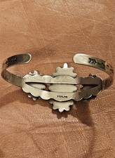 Vintage Women's Sterling Turquoise Cabochons Stamped Harvey Era Cuff Bracelet - Additional view 5