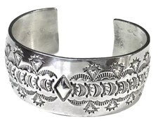Vincent Platero? Fred Harvey? Navajo Heavy Sterling Silver Bracelet Repousse