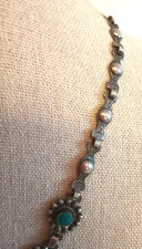 Fred Harvey Era Native American Vintage Turquoise Sterling Silver Necklace 18