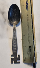 Antique Navajo Fred Harvey Era Whirling Log +Crossed Arrows Coin Silver Spoon 5