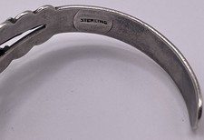 Vintage Sterling Native American Fred Harvey Era Green Turquoise Arrow Cuff 6.75 - Additional view 4