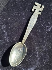 Antique Navajo Fred Harvey Era Whirling Log +Crossed Arrows Coin Silver Spoon 5