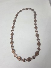 Vintage Fred Harvey Style 30" Copper Concho Necklace Southwestern Design