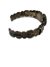 Fred Harvey Era NAVAJO Green TURQUOISE Sterling Silver DOG HORSE Cuff Bracelet - Additional view 3