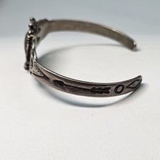 Tiny Vintage Sterling Silver Fred Harvey Era Green Turquoise Baby Bracelet - Additional view 2