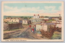 Pueblo of Isleta New Mexico Fred Harvey Postcard