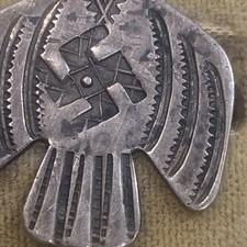 VINTAGE FRED HARVEY 1930'S NAVAJO THUNDERBIRD/WHIRLING LOGS SYMBOL SLVER PIN - Additional view 3