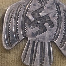 VINTAGE FRED HARVEY 1930'S NAVAJO THUNDERBIRD/WHIRLING LOGS SYMBOL SLVER PIN - Additional view 4