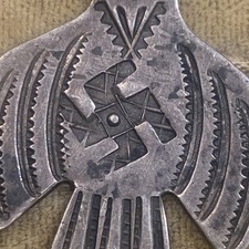 VINTAGE FRED HARVEY 1930'S NAVAJO THUNDERBIRD/WHIRLING LOGS SYMBOL SLVER PIN - Additional view 5