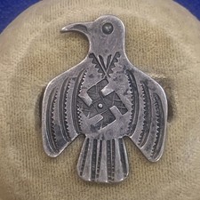 VINTAGE FRED HARVEY 1930'S NAVAJO THUNDERBIRD/WHIRLING LOGS SYMBOL SLVER PIN
