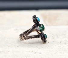 Vintage Fred Harvey Thunderbird Turquoise Ring Sz 6.25 Sterling 5.6g 0.9