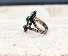 Vintage Fred Harvey Thunderbird Turquoise Ring Sz 6.25 Sterling 5.6g 0.9