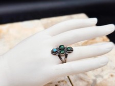 Vintage Fred Harvey Thunderbird Turquoise Ring Sz 6.25 Sterling 5.6g 0.9