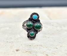 Vintage Fred Harvey Thunderbird Turquoise Ring Sz 6.25 Sterling 5.6g 0.9