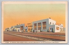 El Navajo Fred Harvey Hotel Gallup New Mexico Fred Geary Postcard