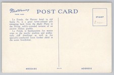 La Fonda Harvey Hotel Santa Fe New Mexico Fred Harvey Postcard - Additional view 1