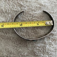 OLD Fred Harvey Era Navajo Sterling Silver Turquoise Reverse Punch Row Bracelet - Additional view 20