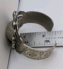 Vintage Fred Harvey Green Turquoise Nickel-Silver Small (Child's?) Cuff Bracelet - Additional view 6