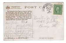 Las Vegas New Mexico Castaneda Hotel Railroad Depot Fred Harvey Postcard 1921 - Additional view 1