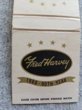 Vtg FS Matchbook Cover Fred Harvey Hotels Restaurants Matchbook 90th Year 1966