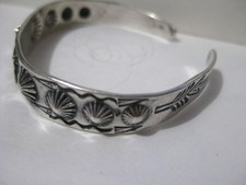 Vintage Slim Cuff Bracelet~ Fred Harvey Silver Repousse ~Beautiful Imagery - Additional view 1