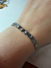 Vintage Bracelet Fred Harvey Arrow Products Skinny Stamped Coin Silver 900 - Additional view 5