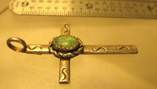 Wonderful VINTAGE FRED HARVEY ERA Navajo Sterling Silver Turquoise CROSS - Additional view 2