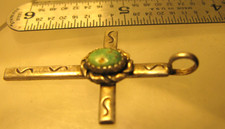 Wonderful VINTAGE FRED HARVEY ERA Navajo Sterling Silver Turquoise CROSS - Additional view 3
