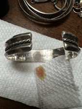 Fred Harvey Era Navajo Sterling Tested Bench Stamped & Rope Design Cuff Bracelet - Additional view 1