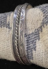 Fred Harvey Era Navajo Sterling Tested Bench Stamped & Rope Design Cuff Bracelet - Additional view 4