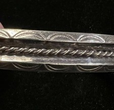 Fred Harvey Era Navajo Sterling Tested Bench Stamped & Rope Design Cuff Bracelet - Additional view 7