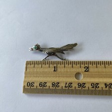 Vintage Fred Harvey Era Silver & Turquoise Roadrunner Brooch Pin - Additional view 7