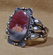 Fred Harvey Era, 1951 Cuff Bracelet, Silver & Picture Jasper, Native American - Additional view 2