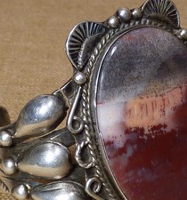 Fred Harvey Era, 1951 Cuff Bracelet, Silver & Picture Jasper, Native American - Additional view 7