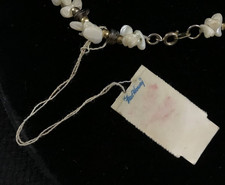 Fred Harvey VTG Mother of Pearl Shell Smoky Quartz Chip Nugget Bead Choker 16