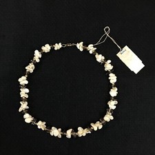 Fred Harvey VTG Mother of Pearl Shell Smoky Quartz Chip Nugget Bead Choker 16