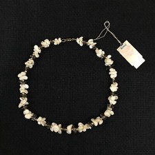 Fred Harvey VTG Mother of Pearl Shell Smoky Quartz Chip Nugget Bead Choker 16