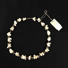 Fred Harvey VTG Mother of Pearl Shell Smoky Quartz Chip Nugget Bead Choker 16